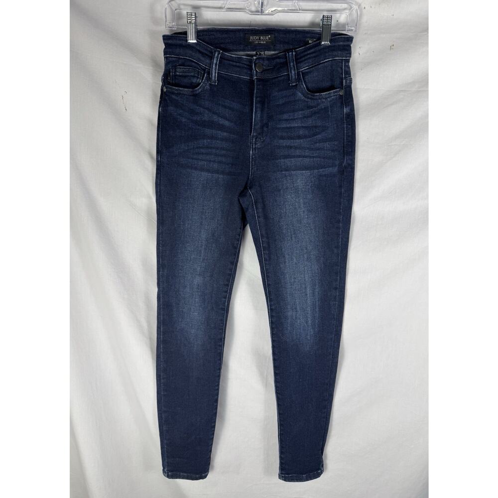 Judy Blue Skinny Jeans Womens 3/26 Medium Wash Whiskered Stretch Denim Pants